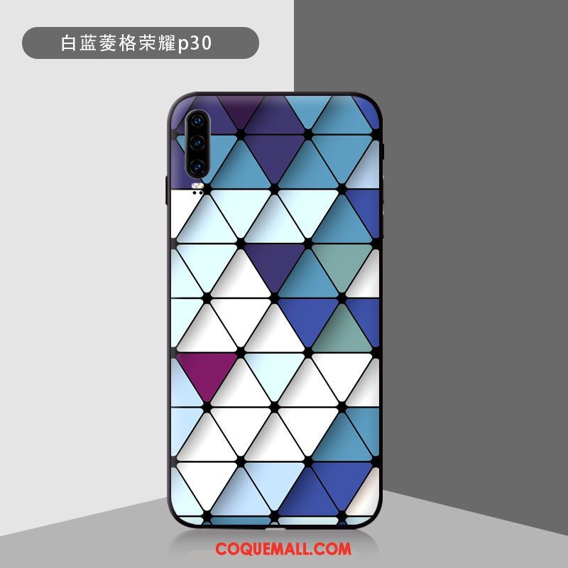 Étui Huawei P30 Net Rouge Verre Trempé Miroir, Coque Huawei P30 Incassable Protection