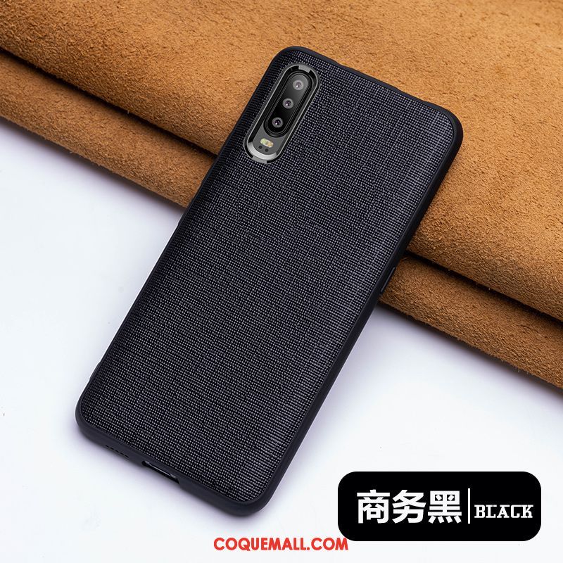 Étui Huawei P30 Noir Incassable Créatif, Coque Huawei P30 Mode Cuir Véritable