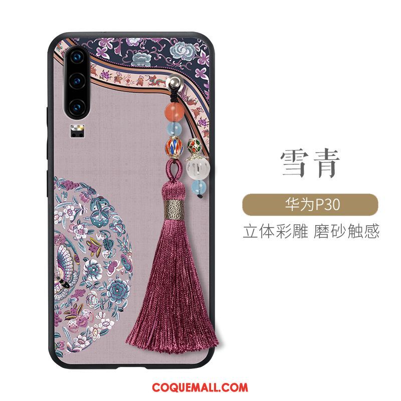 Étui Huawei P30 Palais Très Mince Style Chinois, Coque Huawei P30 Incassable Silicone