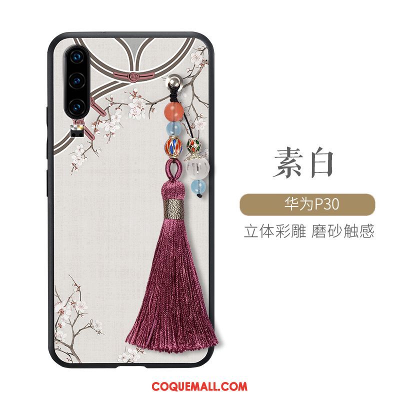 Étui Huawei P30 Palais Très Mince Style Chinois, Coque Huawei P30 Incassable Silicone