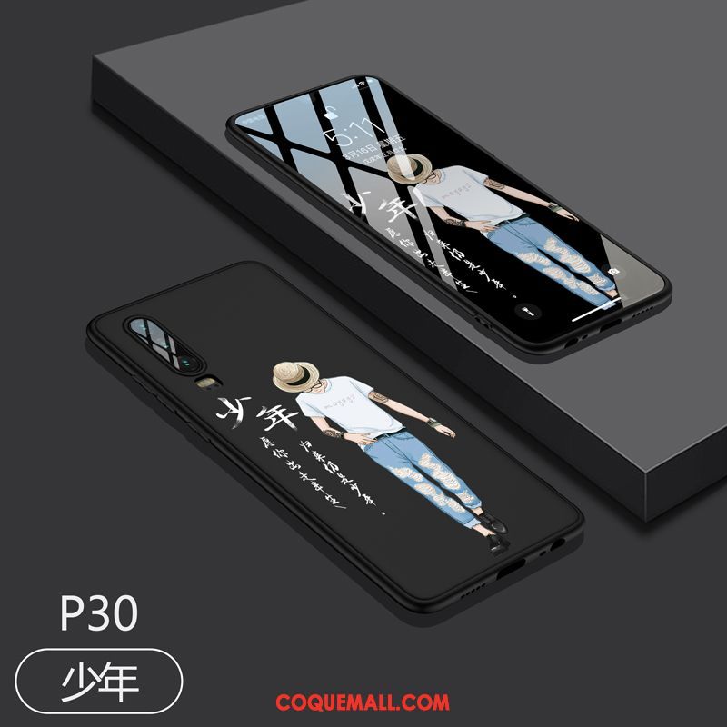 Étui Huawei P30 Personnalité Incassable Délavé En Daim, Coque Huawei P30 Silicone Téléphone Portable