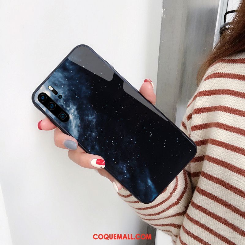 Étui Huawei P30 Pro Amoureux Verre Trempé Tout Compris, Coque Huawei P30 Pro Clair Bleu