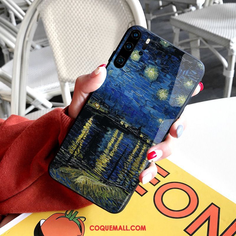 Étui Huawei P30 Pro Amoureux Verre Trempé Tout Compris, Coque Huawei P30 Pro Clair Bleu