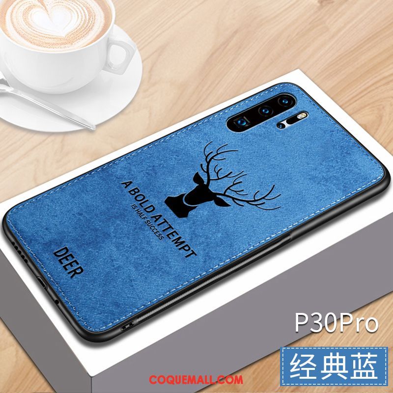 Étui Huawei P30 Pro Anneau Tout Compris Bleu, Coque Huawei P30 Pro Tissu Incassable