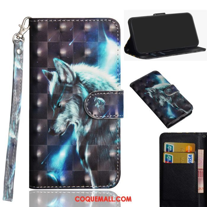 Étui Huawei P30 Pro Carte Support En Cuir, Coque Huawei P30 Pro Gaufrage Bleu