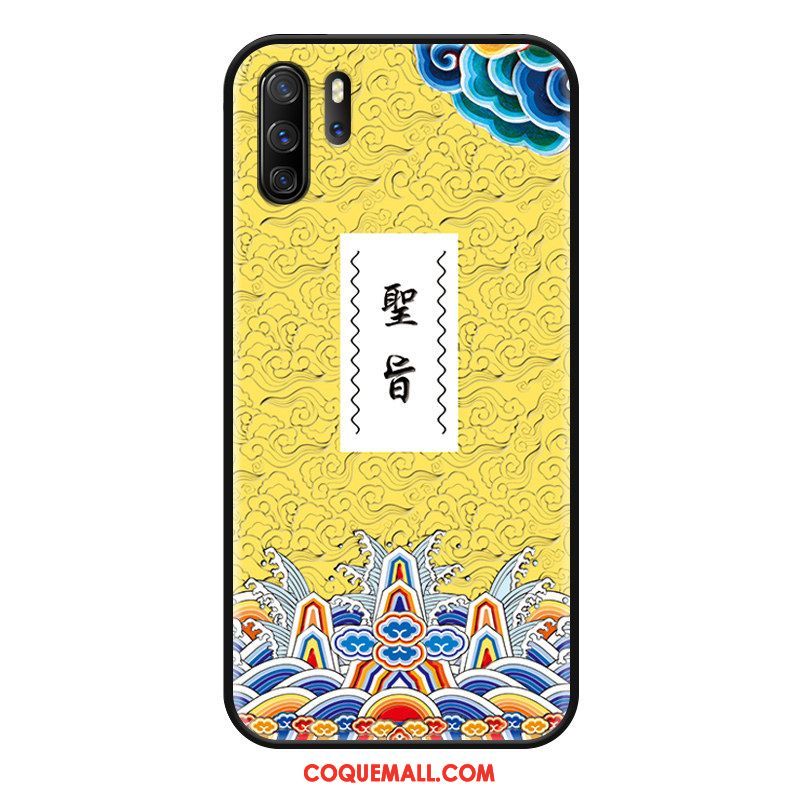 Étui Huawei P30 Pro Gaufrage Téléphone Portable Style Chinois, Coque Huawei P30 Pro Drôle Silicone