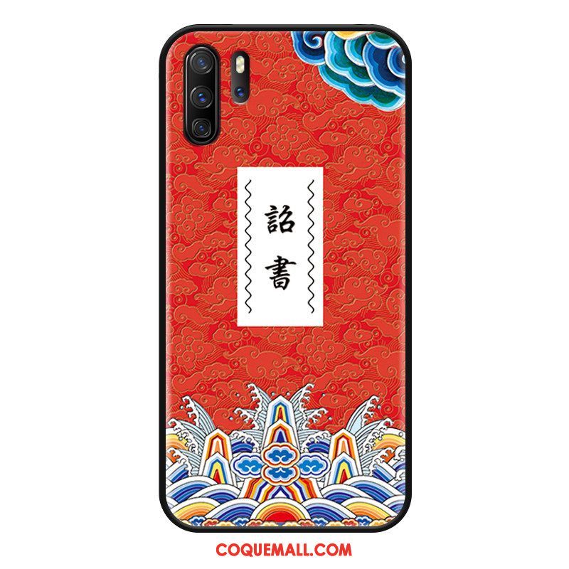 Étui Huawei P30 Pro Gaufrage Téléphone Portable Style Chinois, Coque Huawei P30 Pro Drôle Silicone