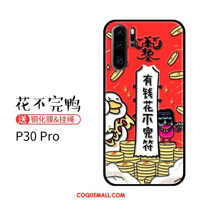 Étui Huawei P30 Pro Incassable Rose Net Rouge, Coque Huawei P30 Pro Tendance Fluide Doux