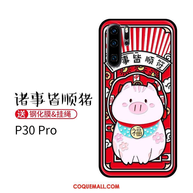 Étui Huawei P30 Pro Incassable Rouge Ornements Suspendus, Coque Huawei P30 Pro Tout Compris Silicone