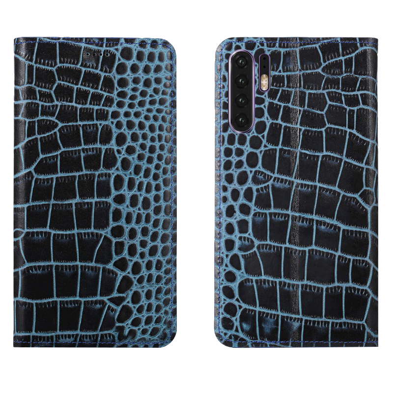 Étui Huawei P30 Pro Nouveau Téléphone Portable Protection, Coque Huawei P30 Pro Bleu Crocodile