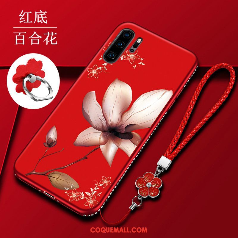 Étui Huawei P30 Pro Rouge Fluide Doux Téléphone Portable, Coque Huawei P30 Pro Tout Compris Délavé En Daim