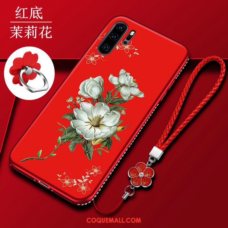 Étui Huawei P30 Pro Rouge Fluide Doux Téléphone Portable, Coque Huawei P30 Pro Tout Compris Délavé En Daim