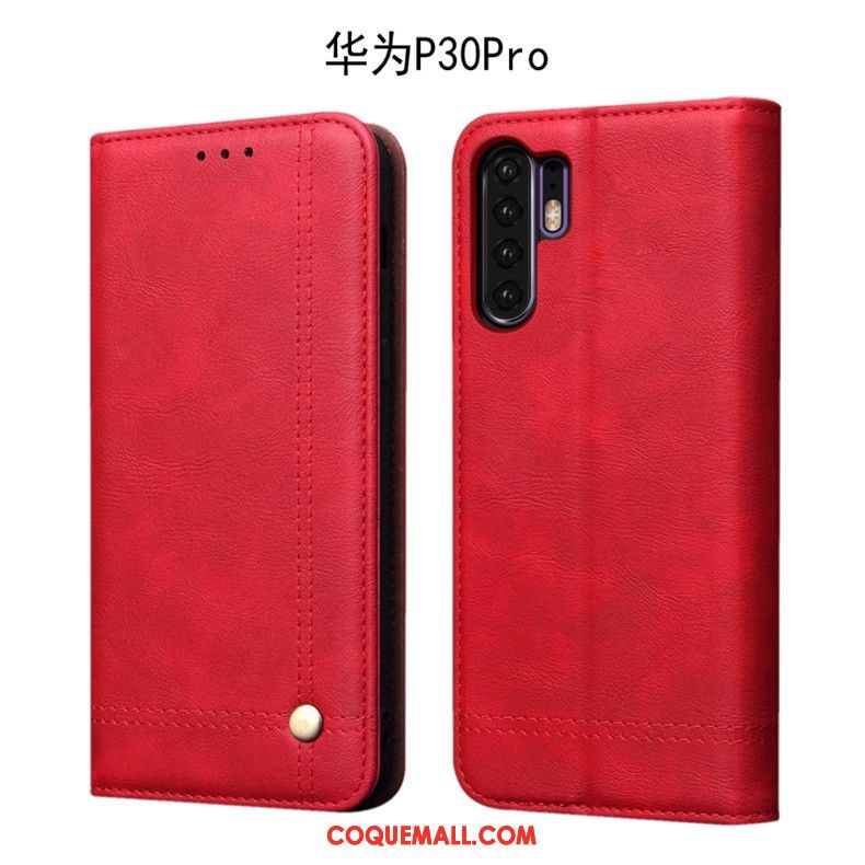 Étui Huawei P30 Pro Téléphone Portable Business En Cuir, Coque Huawei P30 Pro Incassable Foncé Braun