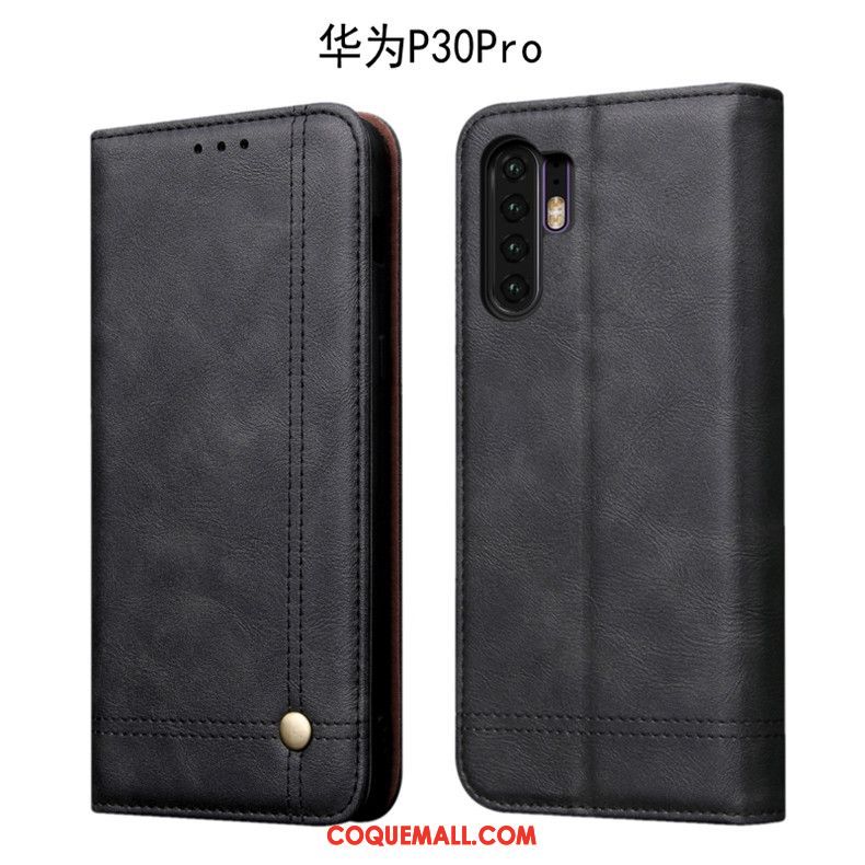 Étui Huawei P30 Pro Téléphone Portable Business En Cuir, Coque Huawei P30 Pro Incassable Foncé Braun