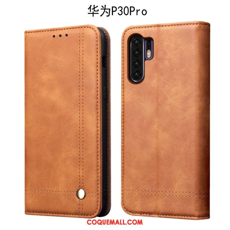 Étui Huawei P30 Pro Téléphone Portable Business En Cuir, Coque Huawei P30 Pro Incassable Foncé Braun