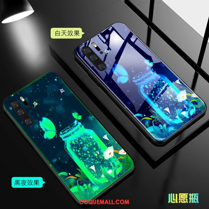 Étui Huawei P30 Pro Téléphone Portable Violet Lumineuses, Coque Huawei P30 Pro Créatif Verre