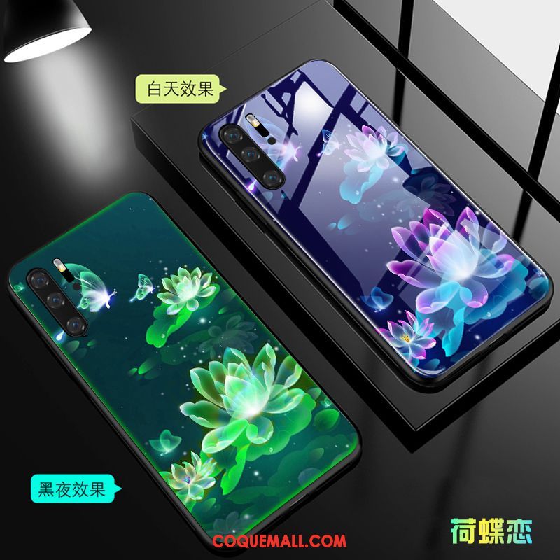 Étui Huawei P30 Pro Téléphone Portable Violet Lumineuses, Coque Huawei P30 Pro Créatif Verre