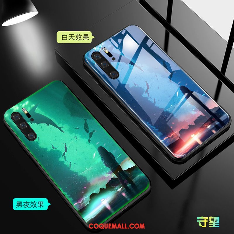 Étui Huawei P30 Pro Téléphone Portable Violet Lumineuses, Coque Huawei P30 Pro Créatif Verre