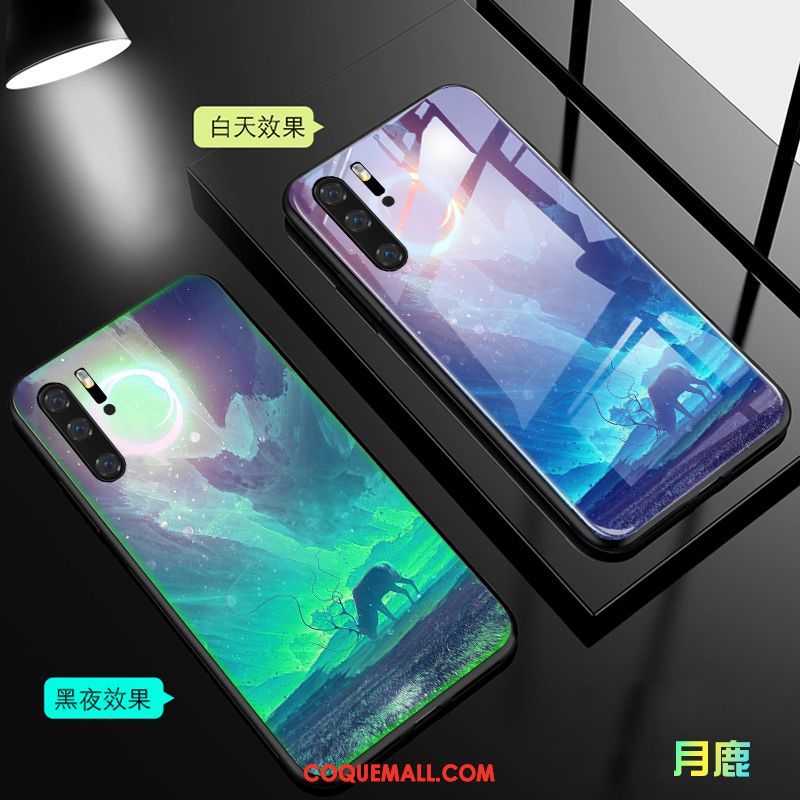 Étui Huawei P30 Pro Téléphone Portable Violet Lumineuses, Coque Huawei P30 Pro Créatif Verre