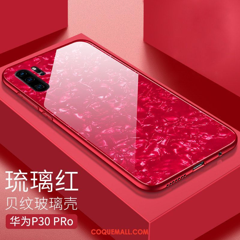Étui Huawei P30 Pro Verre Net Rouge Nouveau, Coque Huawei P30 Pro Fluide Doux Téléphone Portable