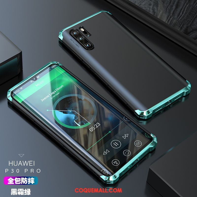 Étui Huawei P30 Pro Vert Luxe Incassable, Coque Huawei P30 Pro Métal Marque De Tendance