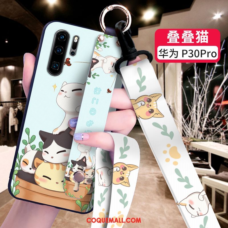 Étui Huawei P30 Pro Vert Silicone Dessin Animé, Coque Huawei P30 Pro Charmant Protection