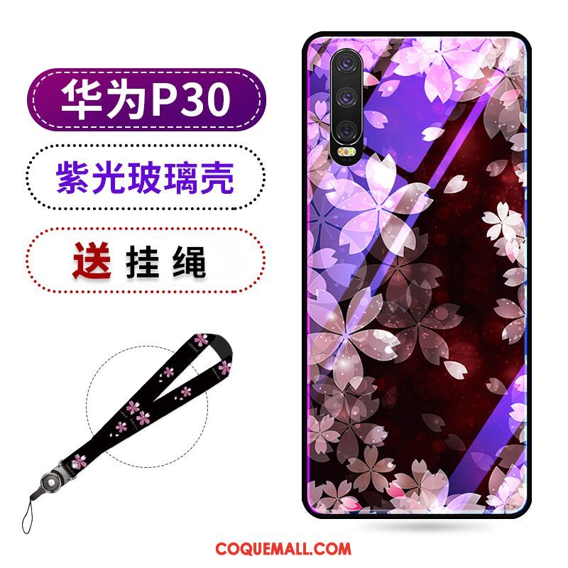 Étui Huawei P30 Protection Beauté Violet, Coque Huawei P30 Net Rouge Téléphone Portable