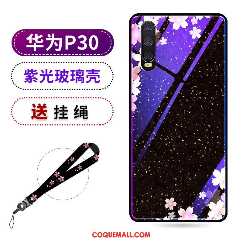 Étui Huawei P30 Protection Beauté Violet, Coque Huawei P30 Net Rouge Téléphone Portable
