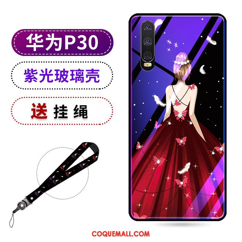 Étui Huawei P30 Protection Beauté Violet, Coque Huawei P30 Net Rouge Téléphone Portable