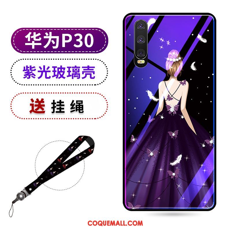 Étui Huawei P30 Protection Beauté Violet, Coque Huawei P30 Net Rouge Téléphone Portable