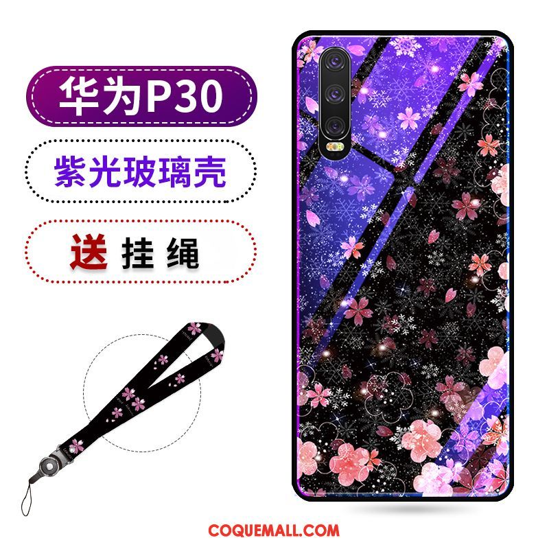 Étui Huawei P30 Protection Beauté Violet, Coque Huawei P30 Net Rouge Téléphone Portable