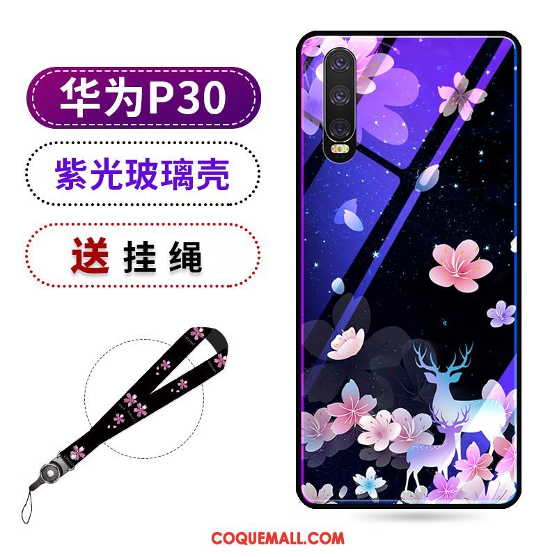 Étui Huawei P30 Protection Beauté Violet, Coque Huawei P30 Net Rouge Téléphone Portable