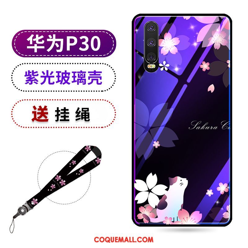 Étui Huawei P30 Protection Beauté Violet, Coque Huawei P30 Net Rouge Téléphone Portable