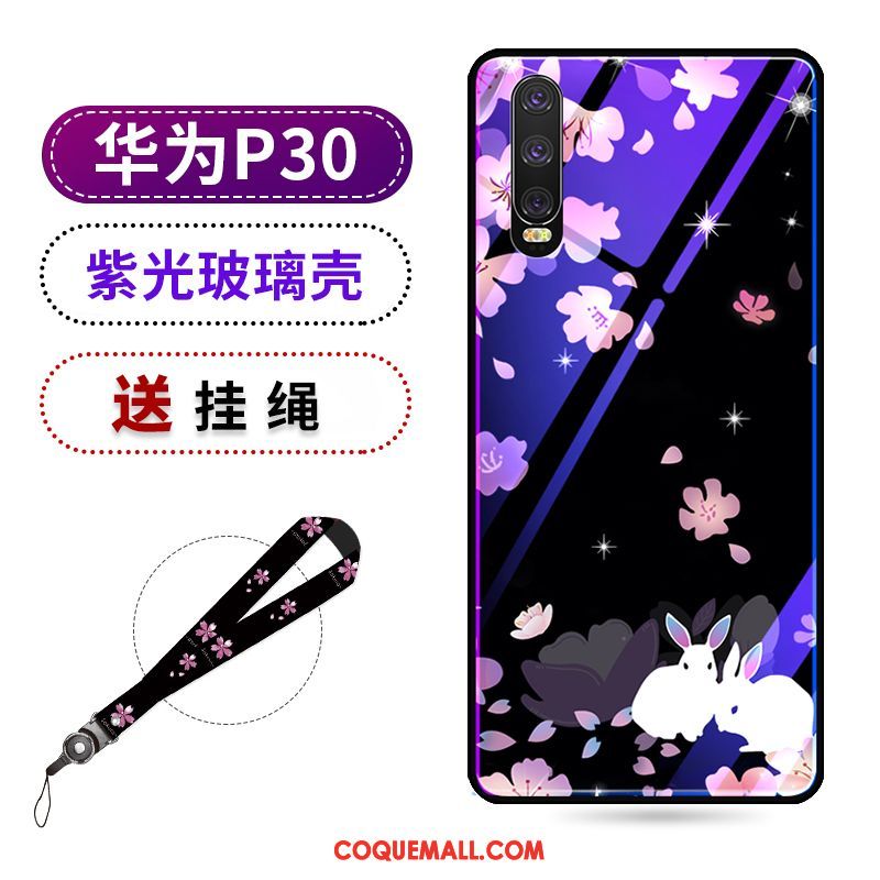 Étui Huawei P30 Protection Beauté Violet, Coque Huawei P30 Net Rouge Téléphone Portable