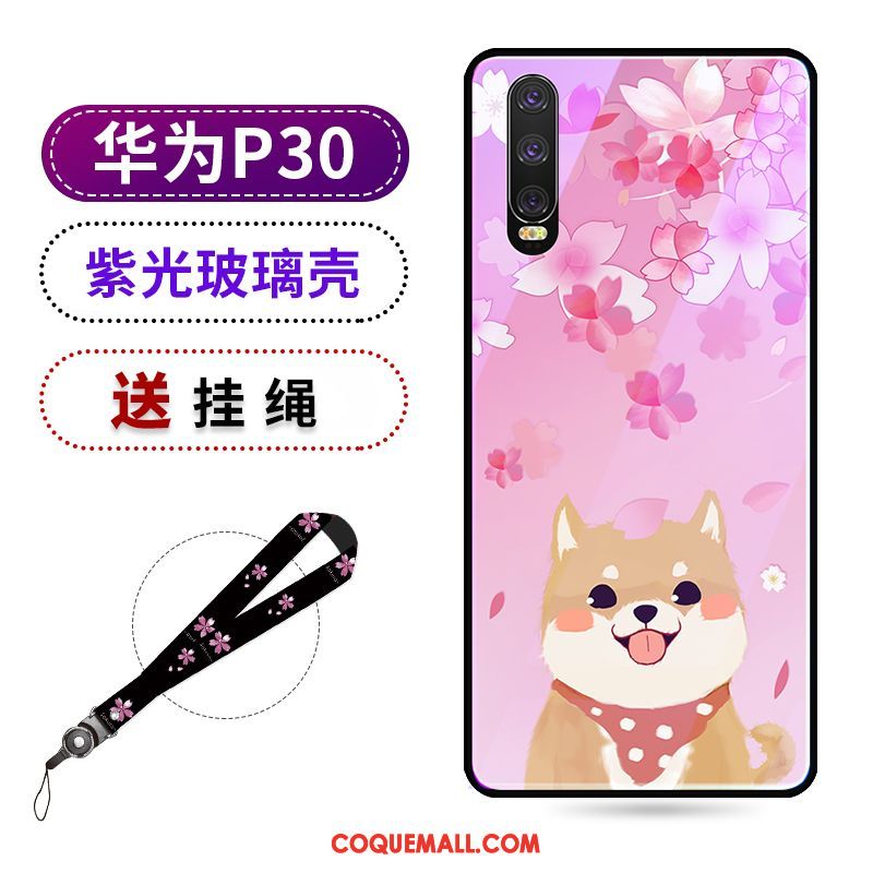 Étui Huawei P30 Protection Beauté Violet, Coque Huawei P30 Net Rouge Téléphone Portable