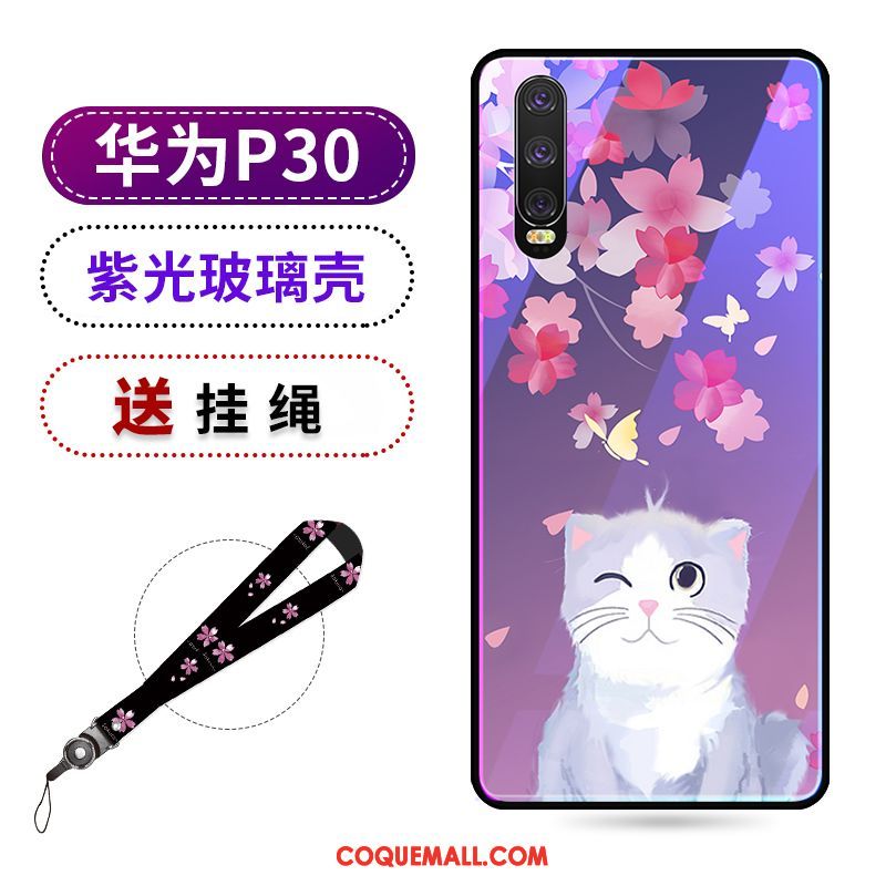 Étui Huawei P30 Protection Beauté Violet, Coque Huawei P30 Net Rouge Téléphone Portable