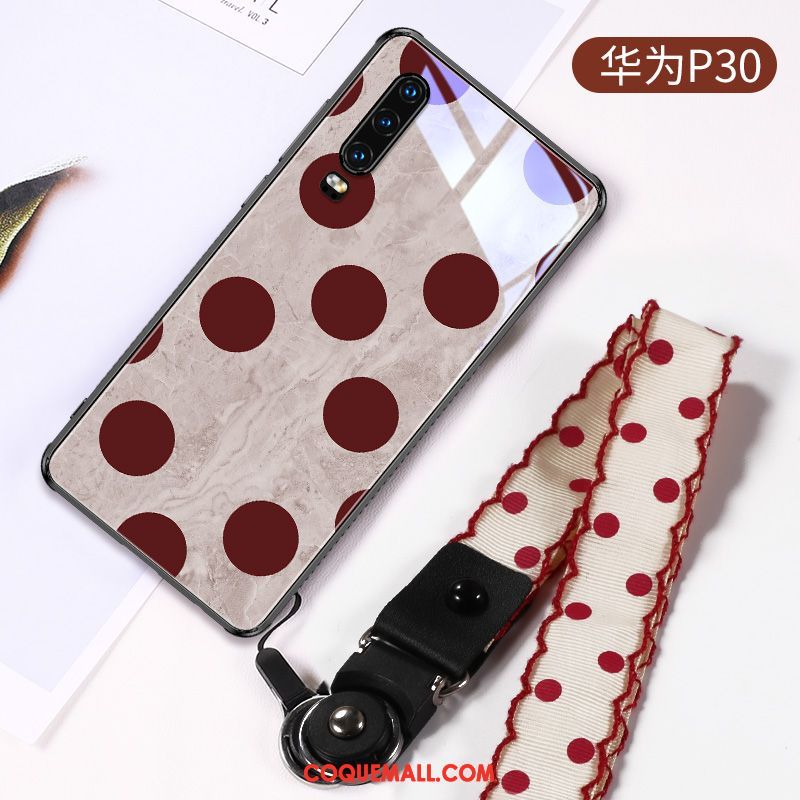 Étui Huawei P30 Protection Dessin Animé Amoureux, Coque Huawei P30 Personnalité Verre