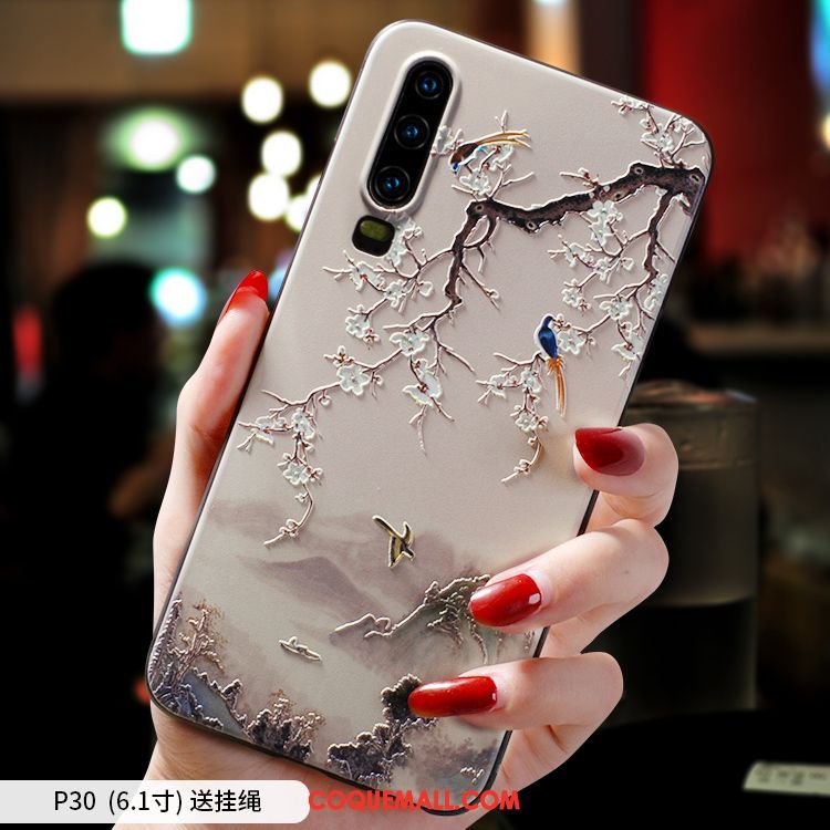 Étui Huawei P30 Protection Délavé En Daim Incassable, Coque Huawei P30 Tout Compris Rose