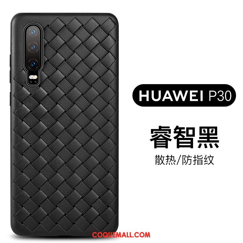 Étui Huawei P30 Rose Modèle Fleurie Business, Coque Huawei P30 Tissage Téléphone Portable