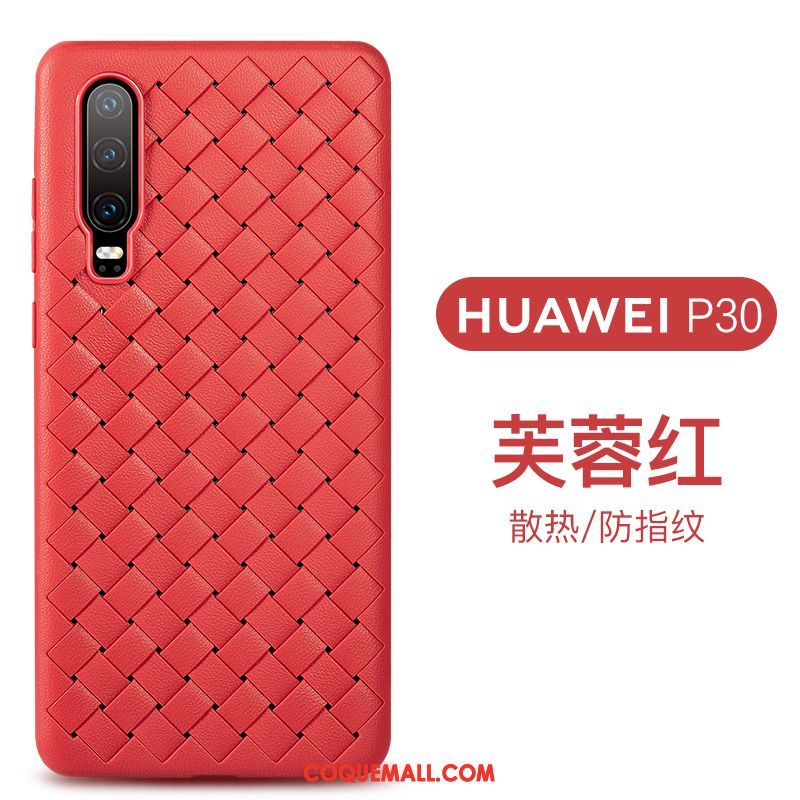 Étui Huawei P30 Rose Modèle Fleurie Business, Coque Huawei P30 Tissage Téléphone Portable