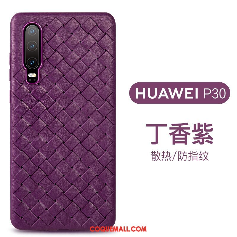 Étui Huawei P30 Rose Modèle Fleurie Business, Coque Huawei P30 Tissage Téléphone Portable