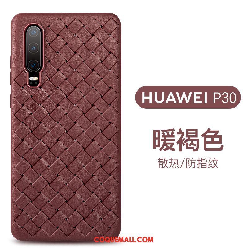 Étui Huawei P30 Rose Modèle Fleurie Business, Coque Huawei P30 Tissage Téléphone Portable