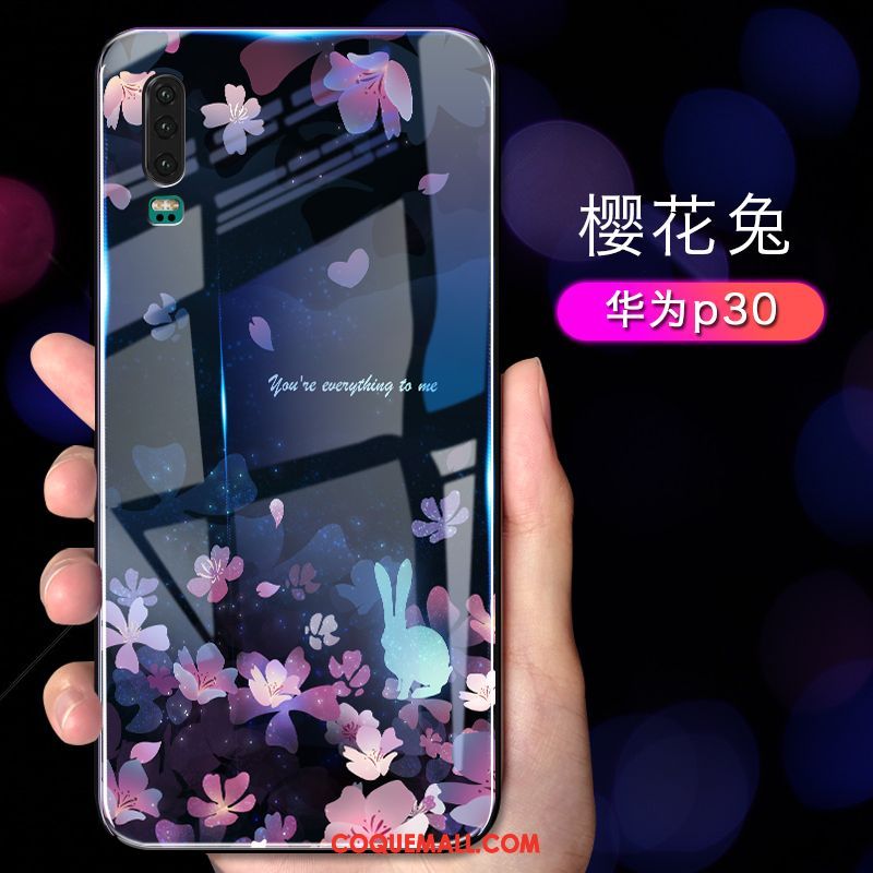 Étui Huawei P30 Rose Petit Frais, Coque Huawei P30 Personnalité Légère