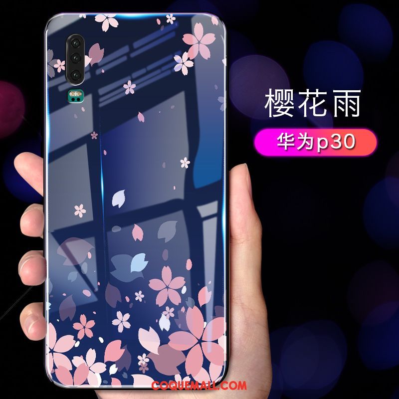 Étui Huawei P30 Rose Petit Frais, Coque Huawei P30 Personnalité Légère