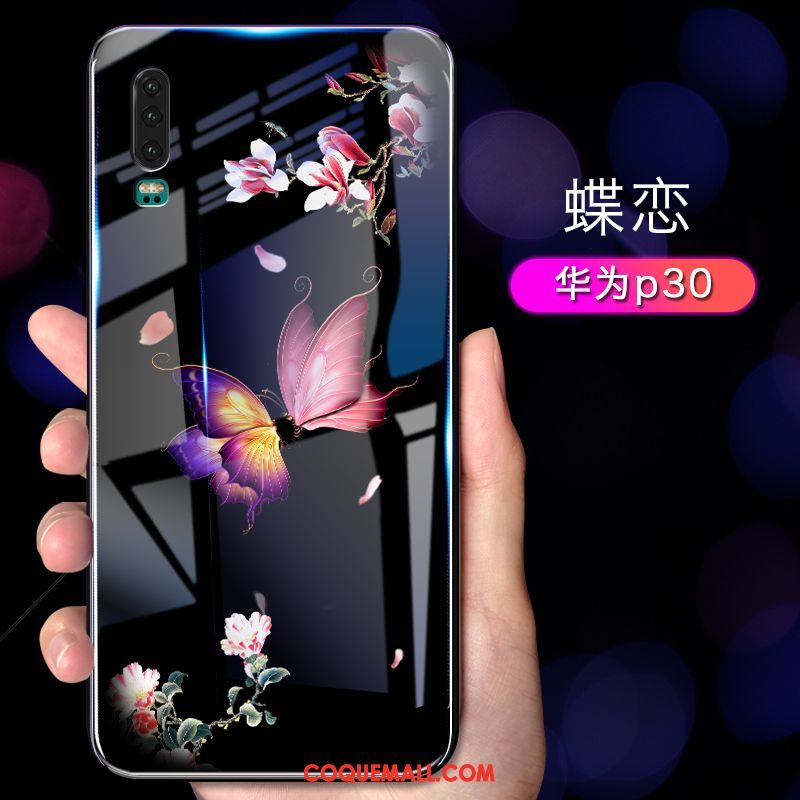 Étui Huawei P30 Rose Petit Frais, Coque Huawei P30 Personnalité Légère