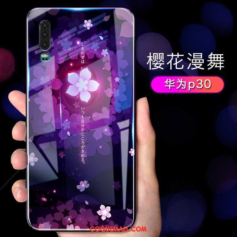 Étui Huawei P30 Rose Petit Frais, Coque Huawei P30 Personnalité Légère