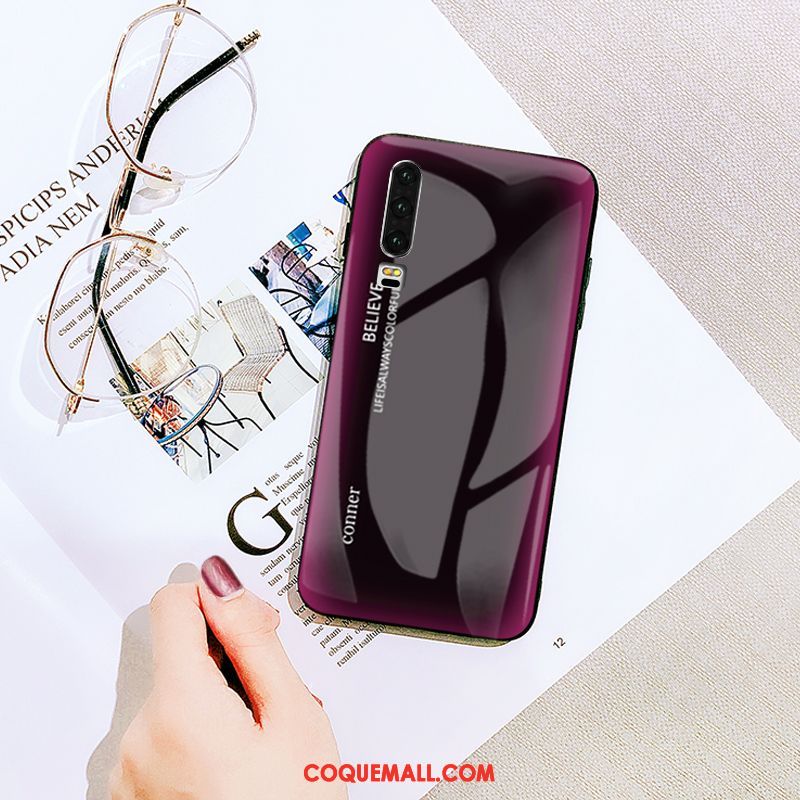 Étui Huawei P30 Rouge Protection Net Rouge, Coque Huawei P30 Marque De Tendance Verre