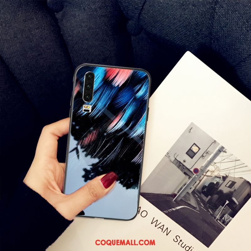 Étui Huawei P30 Rouge Protection Net Rouge, Coque Huawei P30 Marque De Tendance Verre