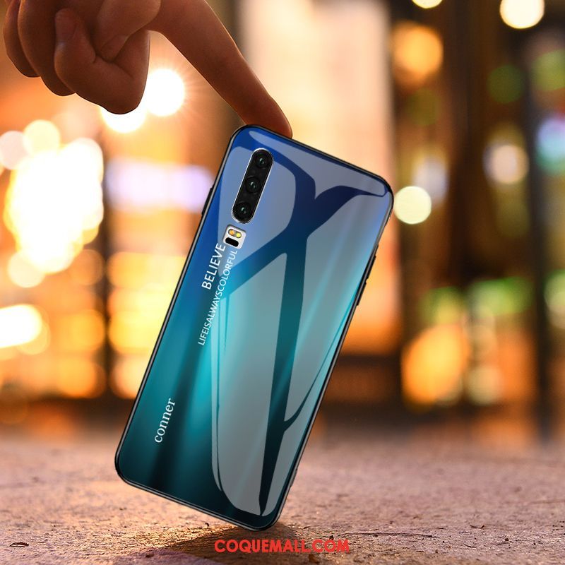 Étui Huawei P30 Rouge Protection Net Rouge, Coque Huawei P30 Marque De Tendance Verre