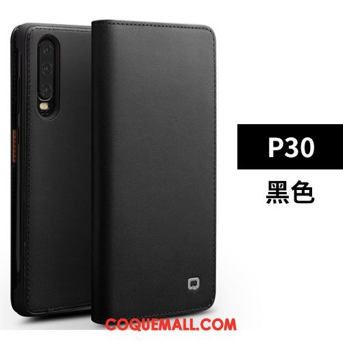 Étui Huawei P30 Téléphone Portable Cuir Véritable Business, Coque Huawei P30 Classic Simple Braun